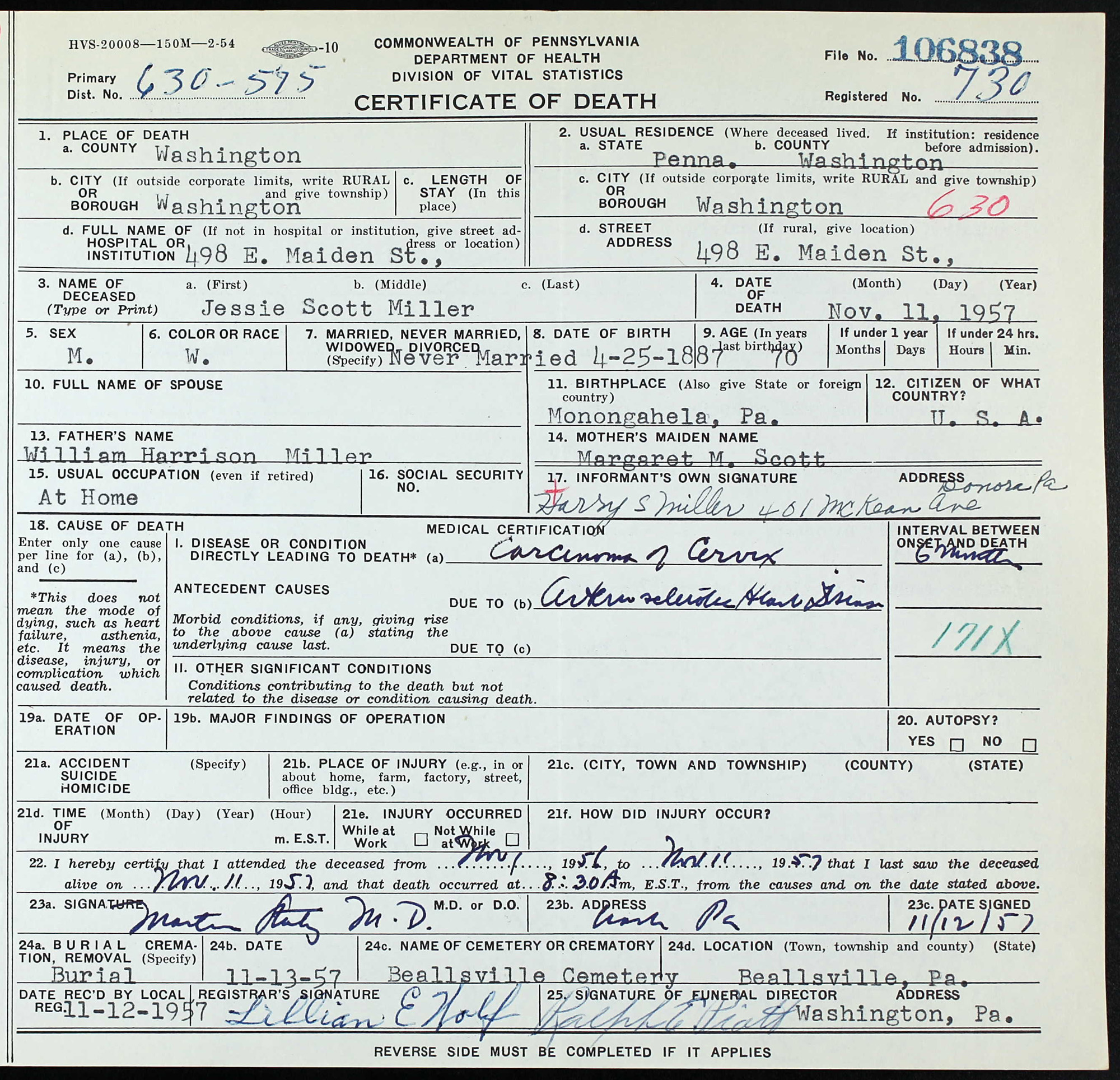 death certificate